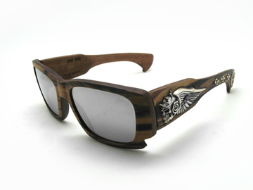 Солнцезащитные очки из дерева и серебра Bad Boy-1 AZG-01